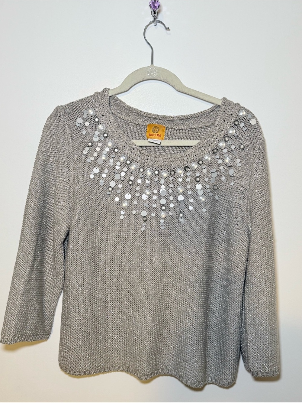 Silver Embellished Knit Sweater
